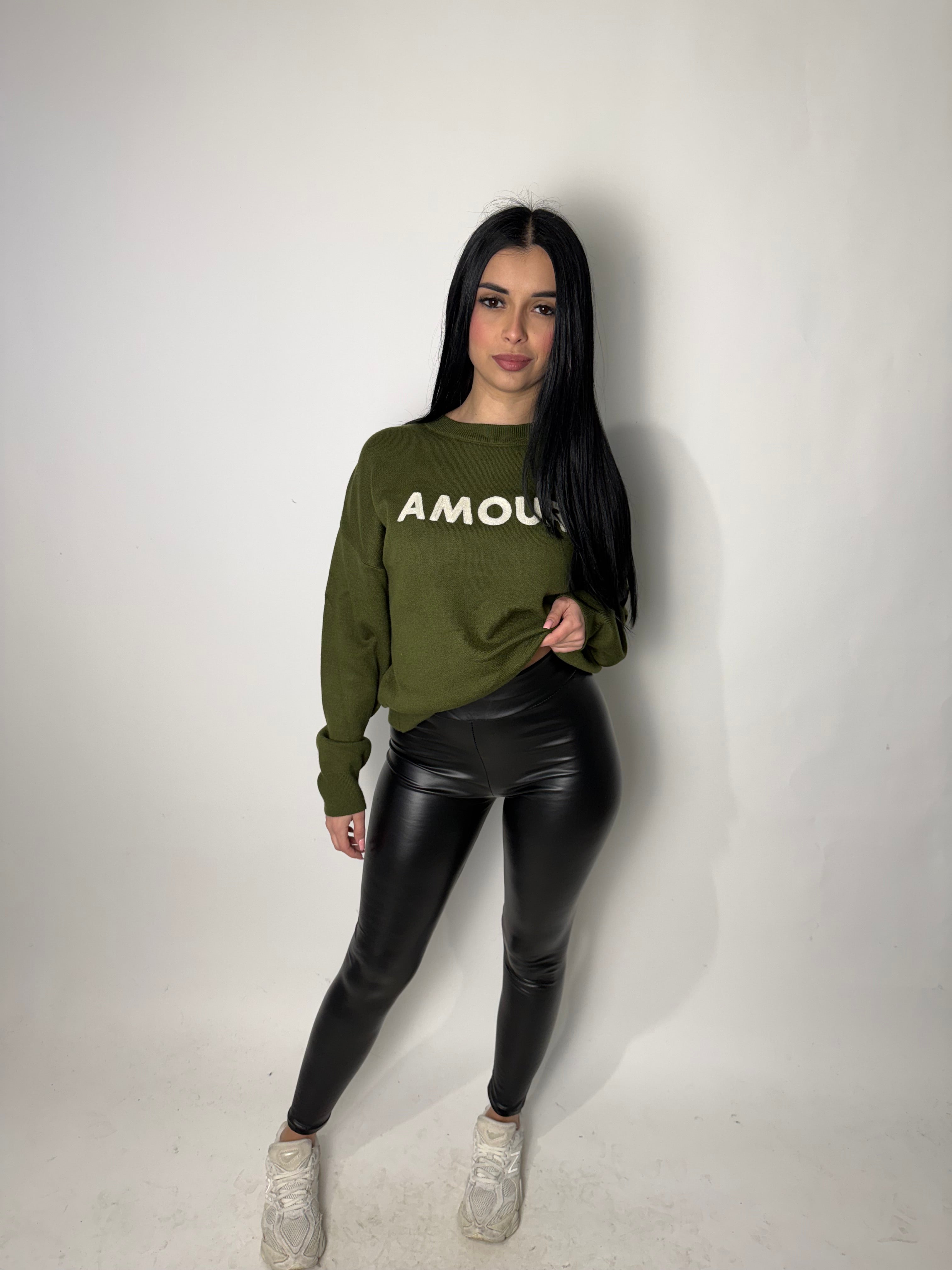 Leggings in Pelle Nera