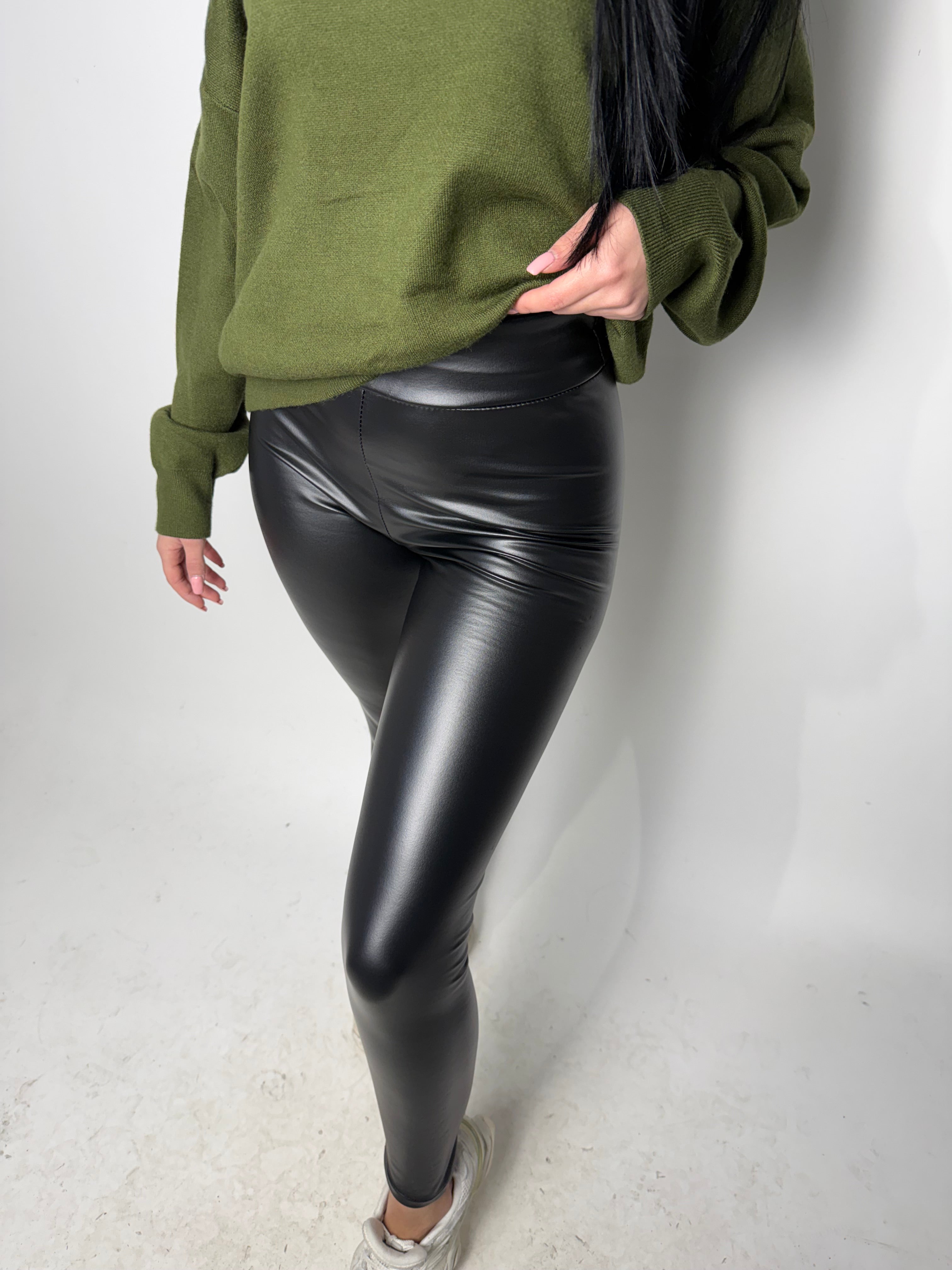 Leggings in Pelle Nera