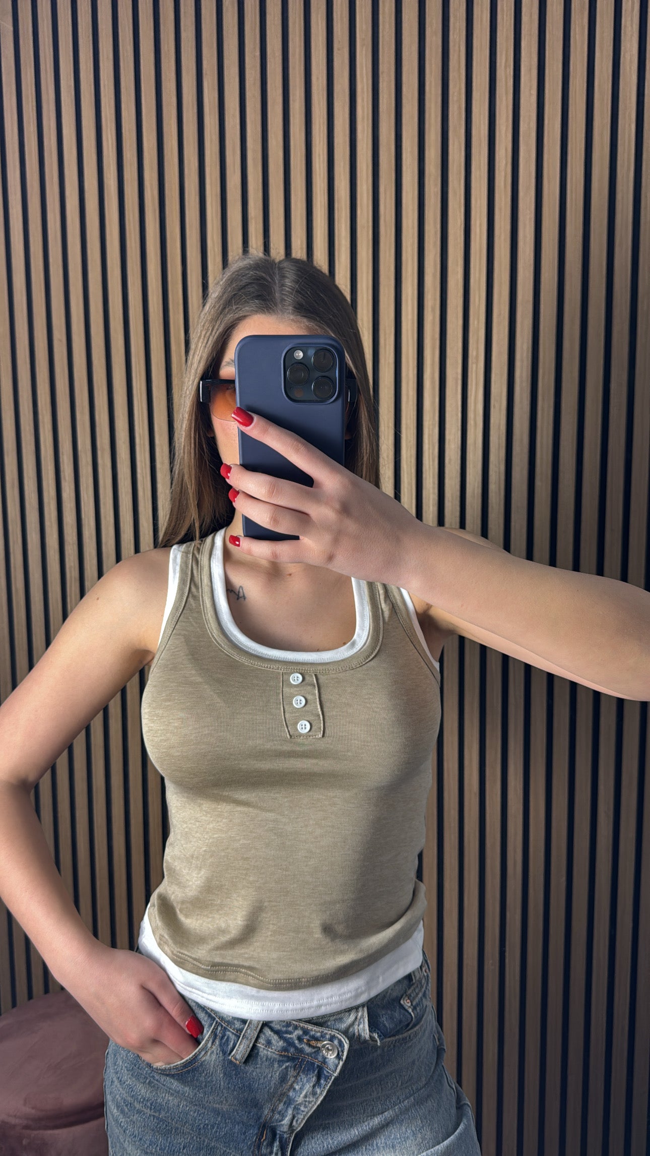 Canotta Double Beige e Bianca