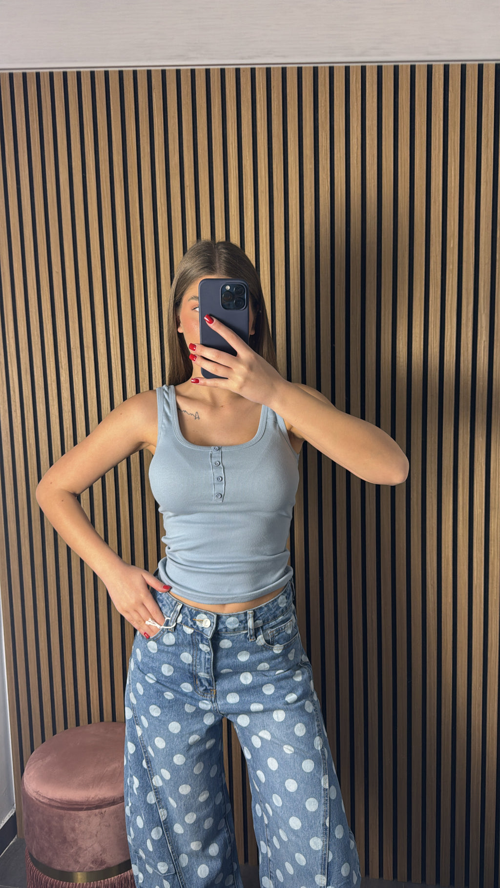 Canotta Button Celeste