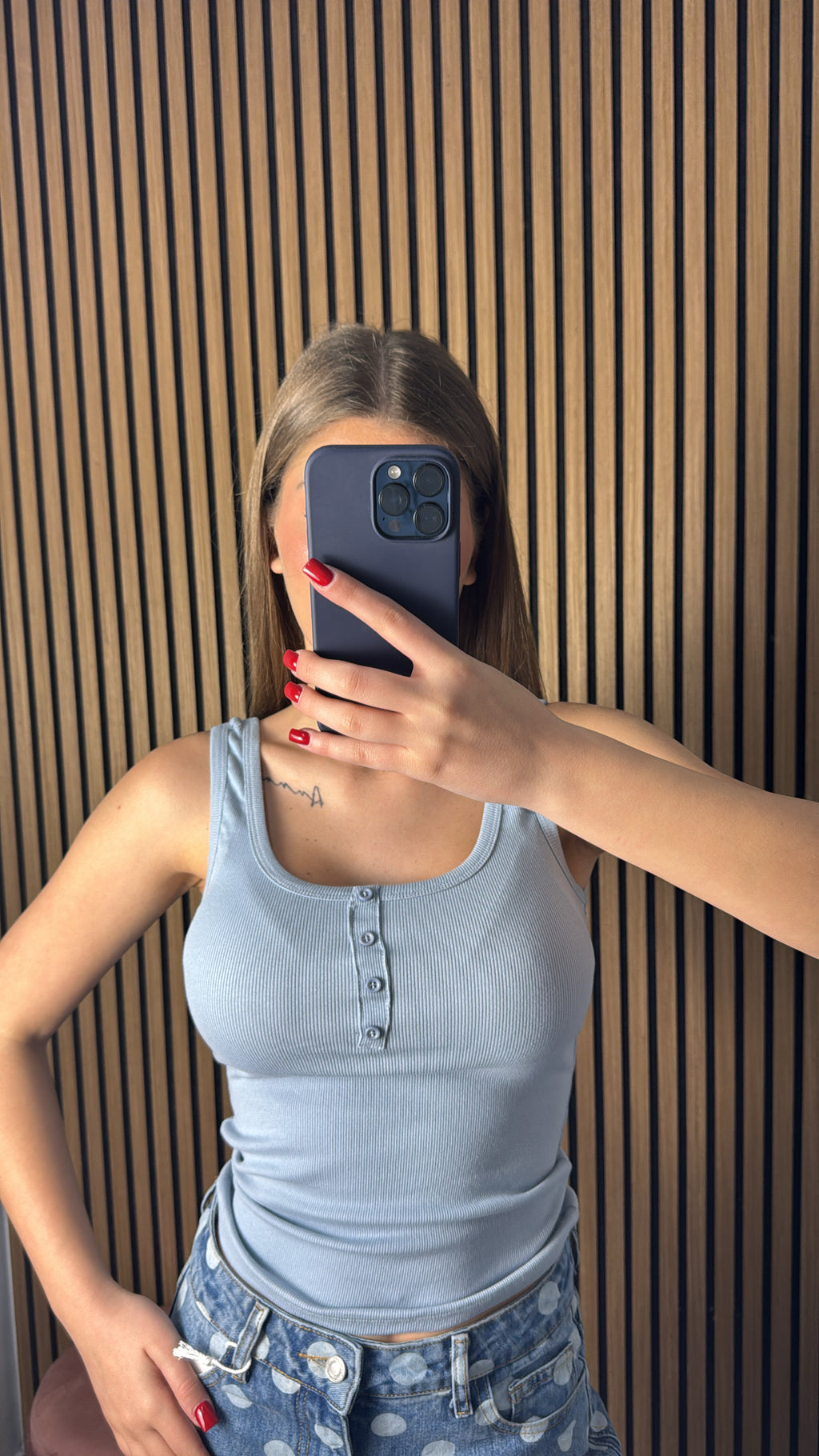 Canotta Button Celeste