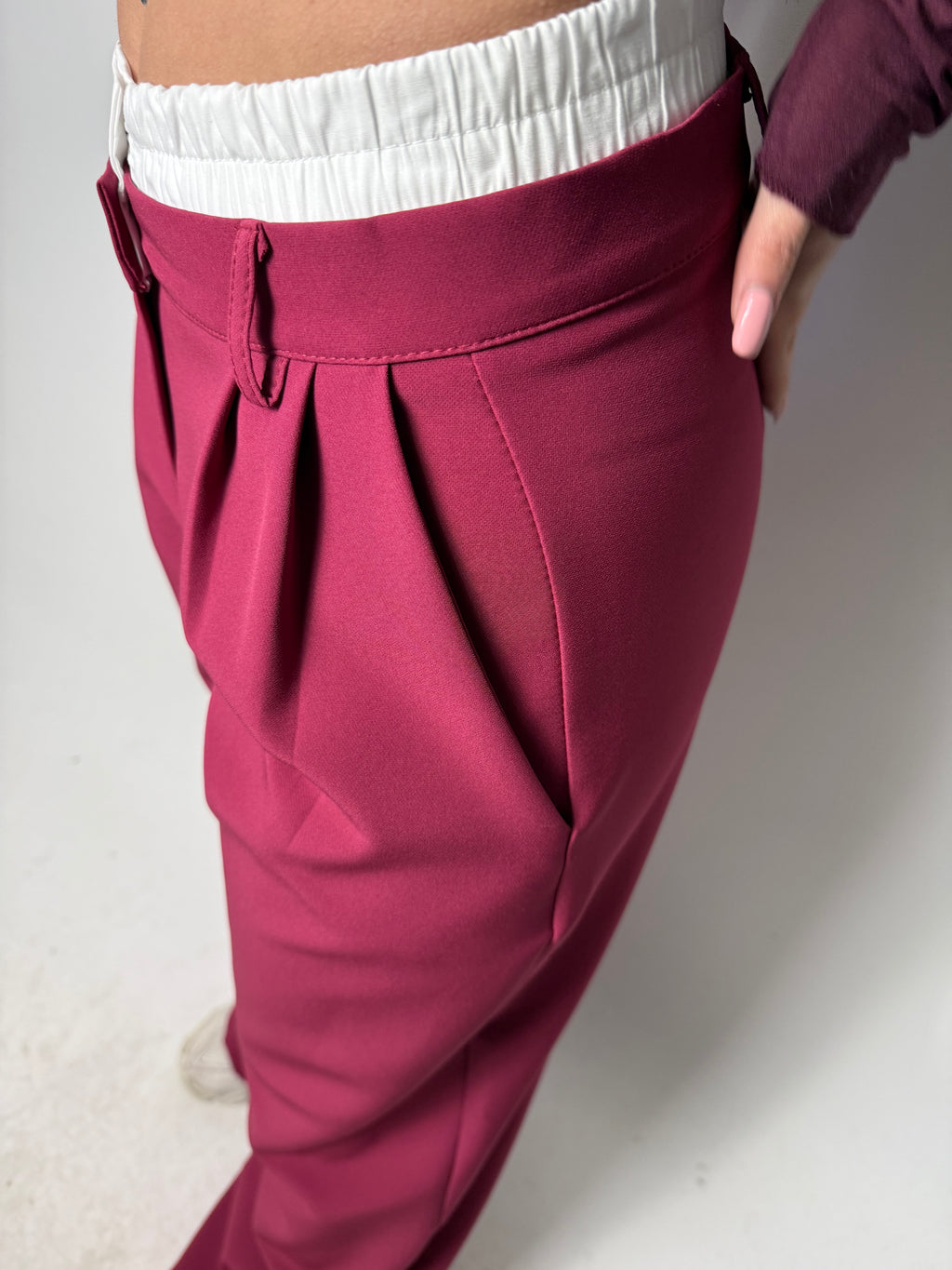 Pantalone Double Bordo e Bianco Elegante