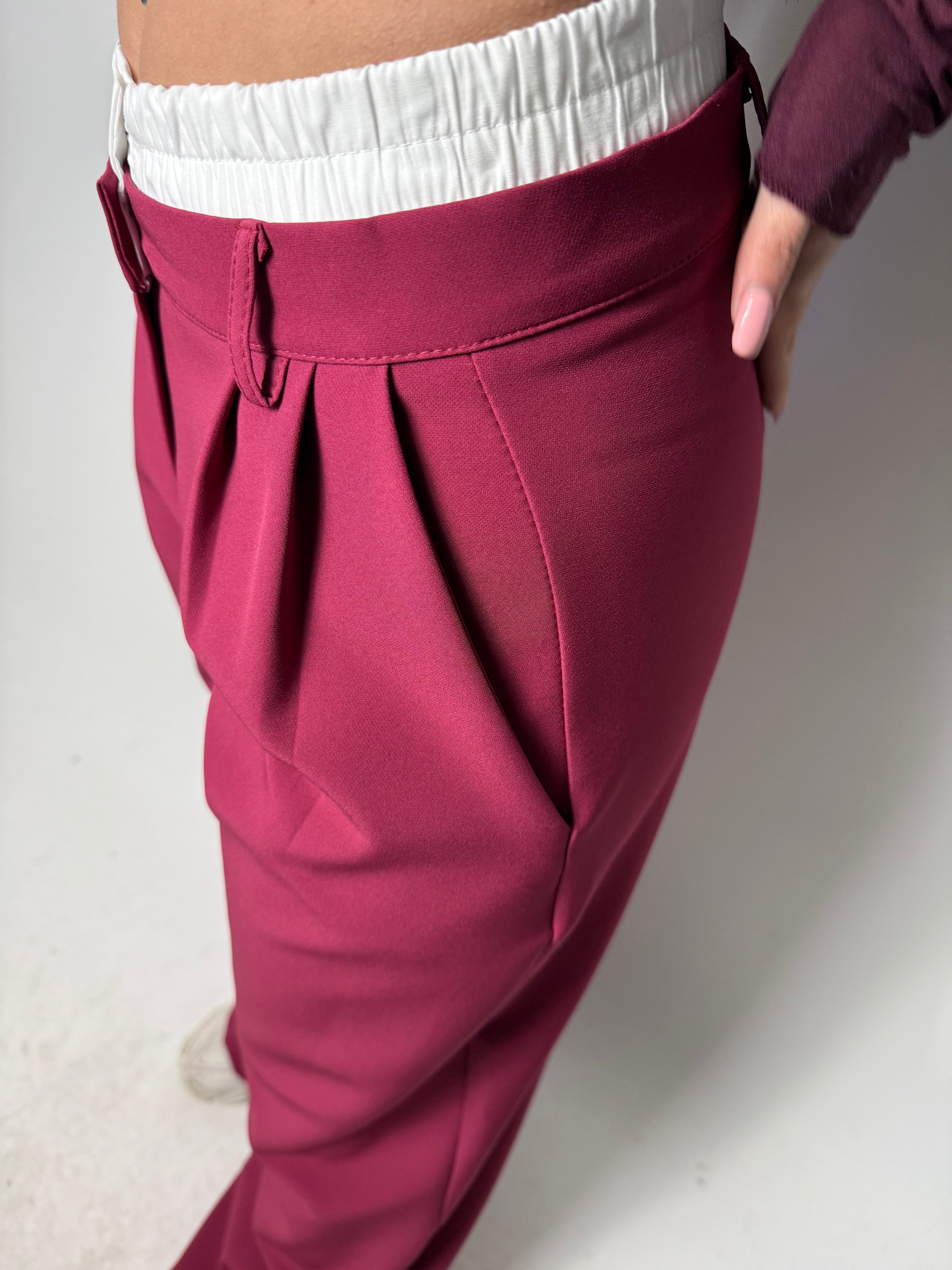 Pantalone Double Bordo e Bianco Elegante