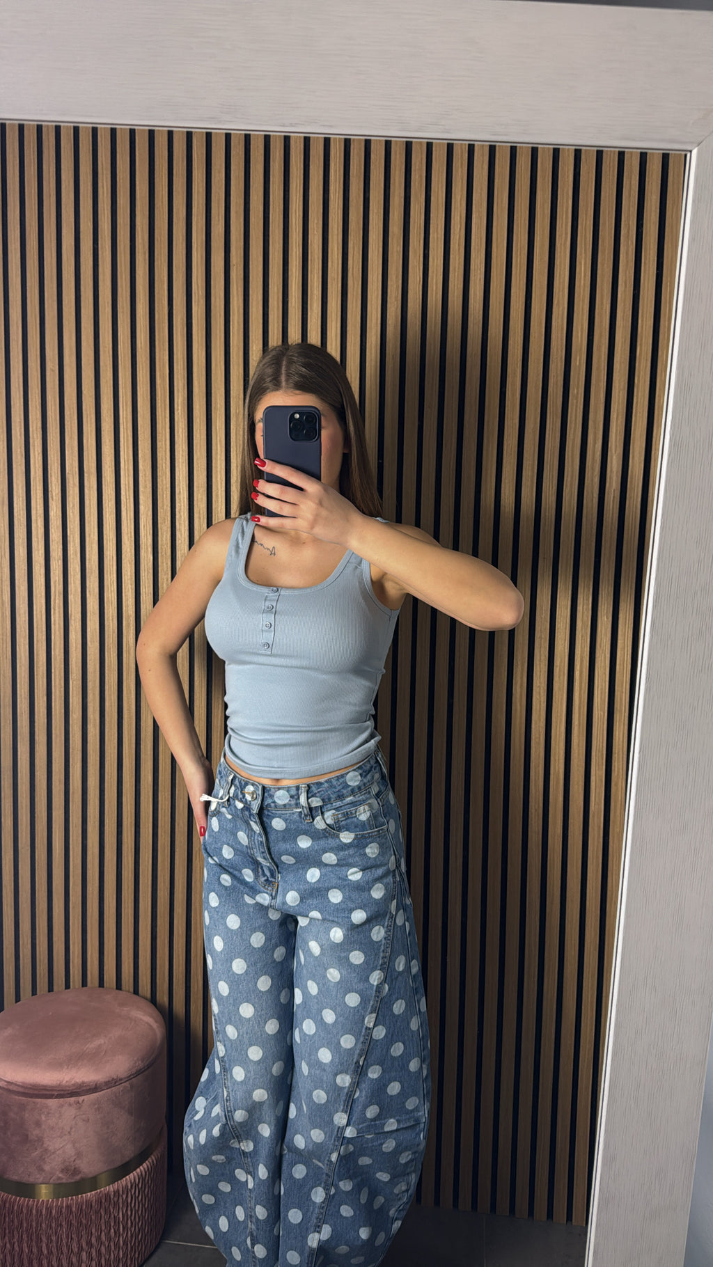 Canotta Button Celeste