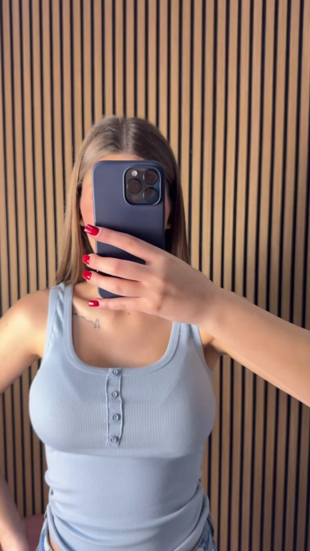 Canotta Button Celeste